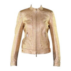 2007 Vintage Versace Gold Textured Leather Jacket NWT