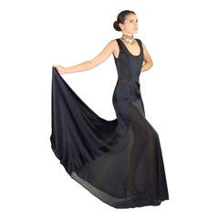 Vintage Versace Semi Sheer Black Silk Gown Dress NWT