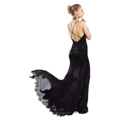 Vintage Versace Black Silk and Lace Gown Dress NWT