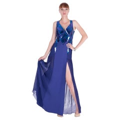 2010 Vintage Versace Amethyst Silk and Leather Dress Gown