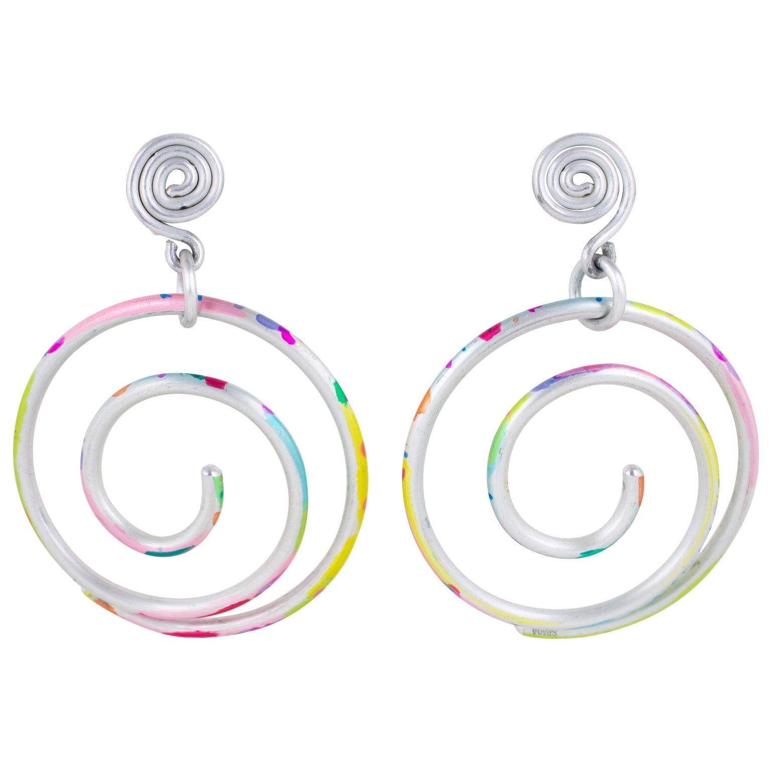David Spada Orecchini a clip in alluminio a spirale multicolore