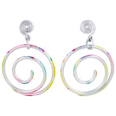 Pendientes de clip de aluminio en espiral multicolor David Spada