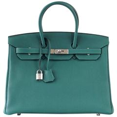 HERMES BIRKIN 35 Bag Malachite Togo Palladium 10