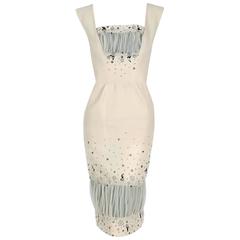 1955 Sorelle Fontana Couture Beaded Ivory Silk Tulle Shelf-Bust Cocktail Dress 9