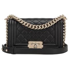 Chanel Black Quilted Caviar Small Boy Bag