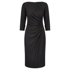 1990s Y de G Black Wool Ruched Jersey Dress