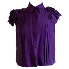 Top Versace de seda morada