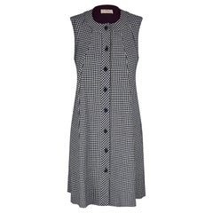 1960er Jahre Marinefarbenes und weißes kariertes Wolltrapezkleid