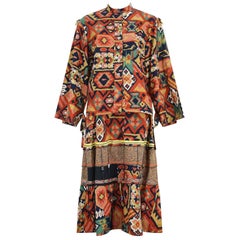 1970s Janet Moira Cotton Maxi Skirt Suit