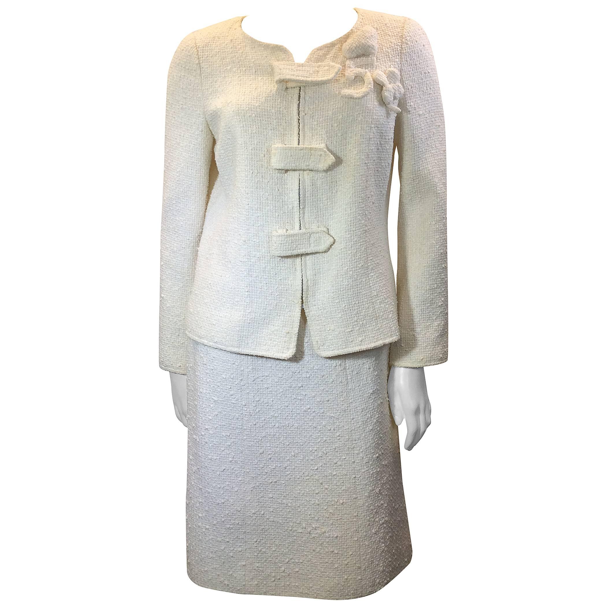 Chanel Winter White 2 Piece Skirt Suit  For Sale