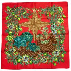 Hermes Red Passiflores Silk Twill Carre by Valerie Dawlat Dumoulin 12