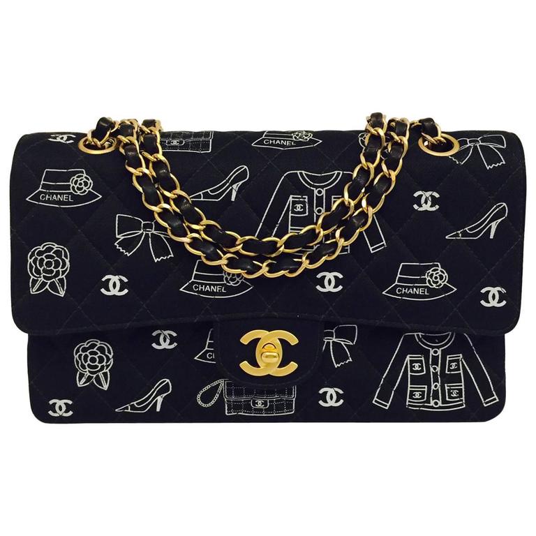 Chanel Fabric Classic 2 55 Flap Bag With Iconic Mademoie Chanel Fabric Classic 2 55 Flap Bag With Iconic Mademoie Signature Print For
