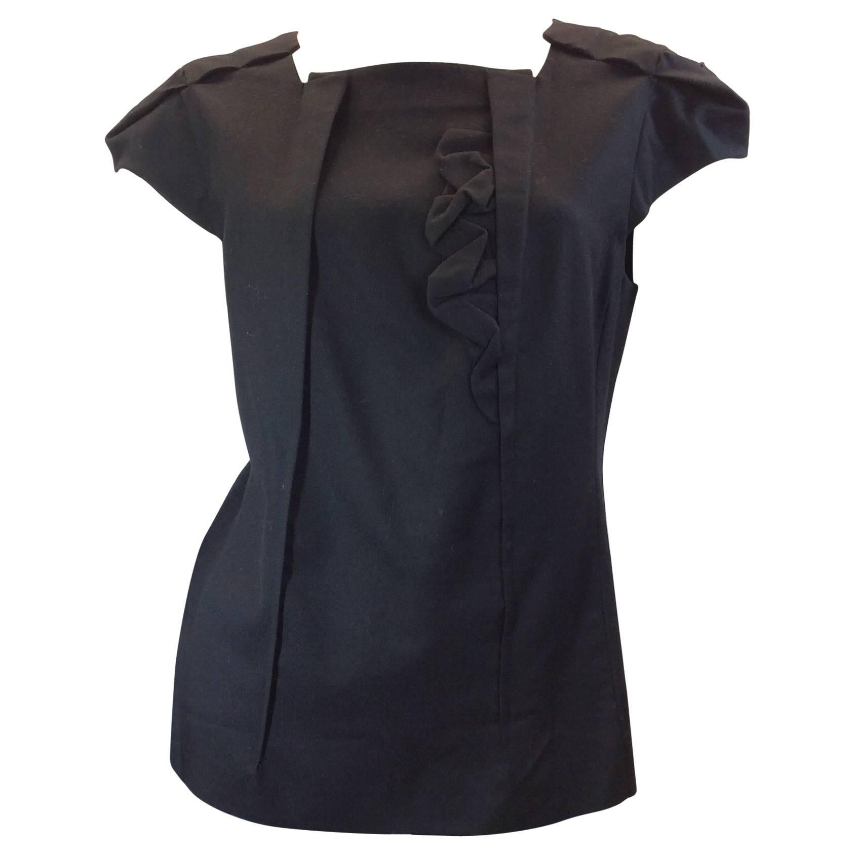 Miu Miu Black Wool Blouse With Detail For Sale