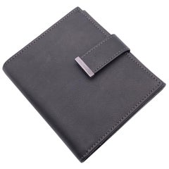 Poltone Frau Grey Charcoal Leather Compact Wallet with Box