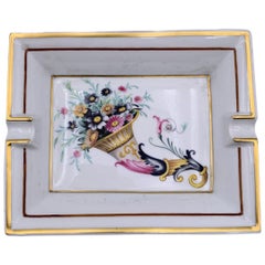 Hermes Vintage Cornucopia en porcelaine blanche Cendrier rectangulaire