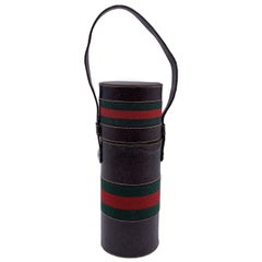 Gucci Vintage Brown Leather Thermos Case Holder with Handle