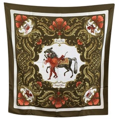 Hermes Paris Vintage Silk Scarf Cheval Turc 1969 Christiane Vauzelles