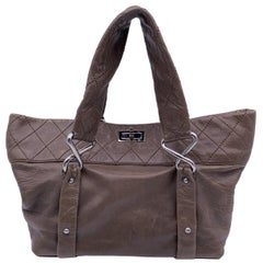Chanel Brown Leather 8 Eight Knots Stitch Mademoiselle Tote Bag