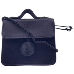 Fendi Vintage Black Satin Mini Minaudiere Evening Bag