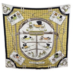 Hermes Vintage Silk Scarf Les Voitures Nouvelles by Jacques Eudel 1961