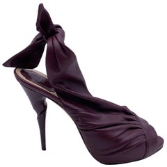Christian Dior Purple Plum Leather Open Toe Slingback Heels Size 40