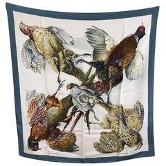 Hermes Vintage Silk Scarf Belle Chasse 1963 De Linares Teal Borders