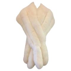 Vintage Skaneateles White Fox Stole With Fox Tails 