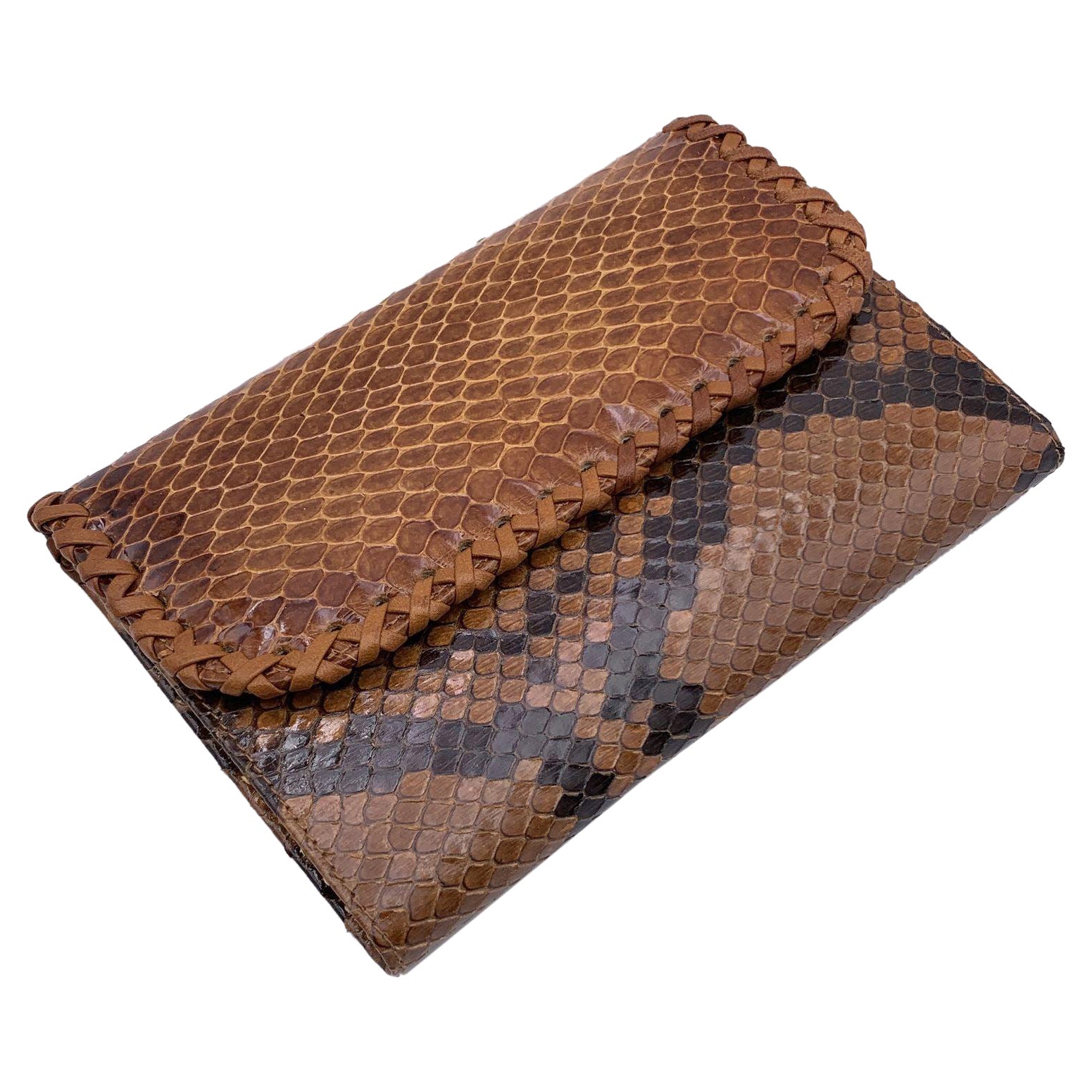 Ermanno Daelli Light Brown Flap Wallet with Checkbook Holder For Sale