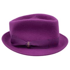Borsalino Purple Felt Wool Hat with Ribbon One Size