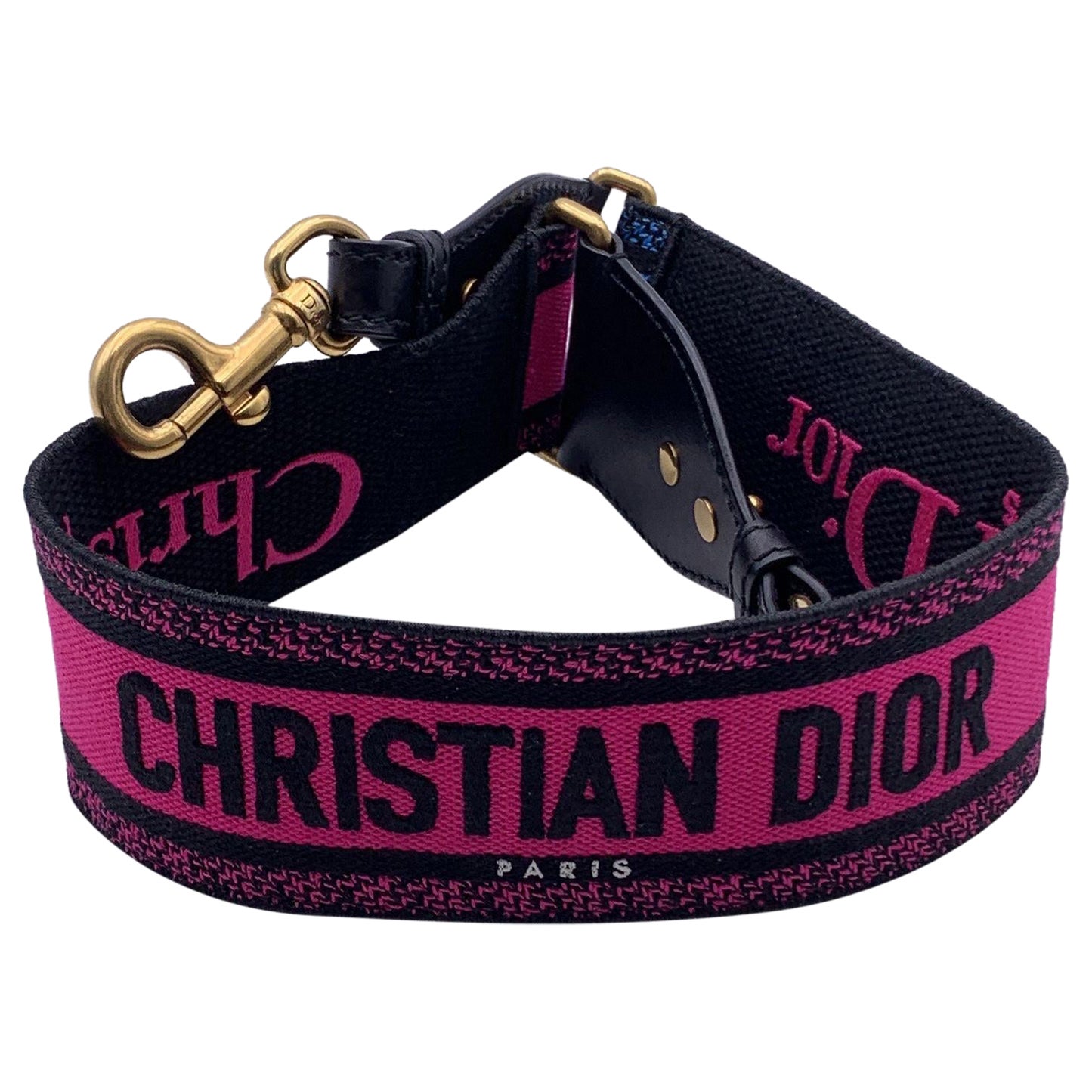 Christian Dior Embroidered Pink Blue Adjustable Shoulder Strap For Sale