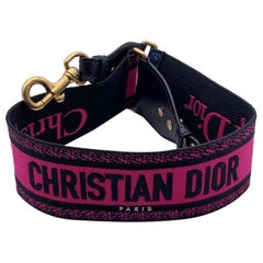 Christian Dior Embroidered Pink Blue Adjustable Shoulder Strap