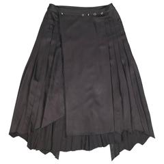 Vintage Unisex JEAN PAUL GAULTIER Size 14 Black Rayon Layered Pleated Kilt Skirt