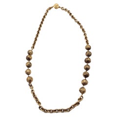 Chanel Vintage 1980s Gold Metal Chain Necklace with Metal Ball Beads
