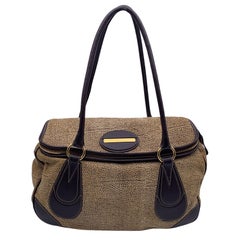 Borbonese Brown Op Suede and Leather Tote Shoulder Bag