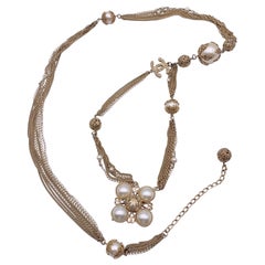 Chanel 06 Faux Pearls Gold Metal Multi Chain Necklace or Belt