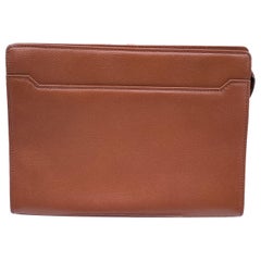 Yves Saint Laurent Vintage Tan Leather Zip Clutch Bag Purse