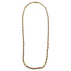 Chanel Collana a catena in metallo dorato vintage con perline a sfera in metallo anni '80