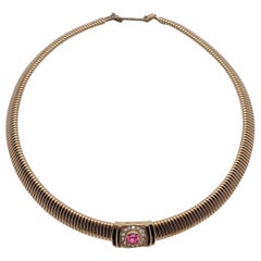 Christian Dior collana vintage in metallo dorato con cristalli