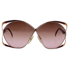 Christian Dior Vintage Gold Metal Brown Oversize Sunglasses 2056