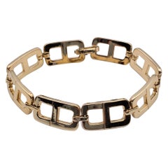 Christian Dior Bracciale Vintage in metallo dorato a catena con logo CD