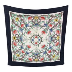 Écharpe Gucci vintage en soie bleu Accornero à motifs floraux