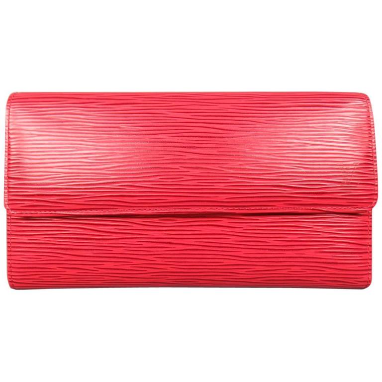 Vintage LOUIS VUITTON Red Epi Leather Rectangular Flap Wallet at 1stDibs