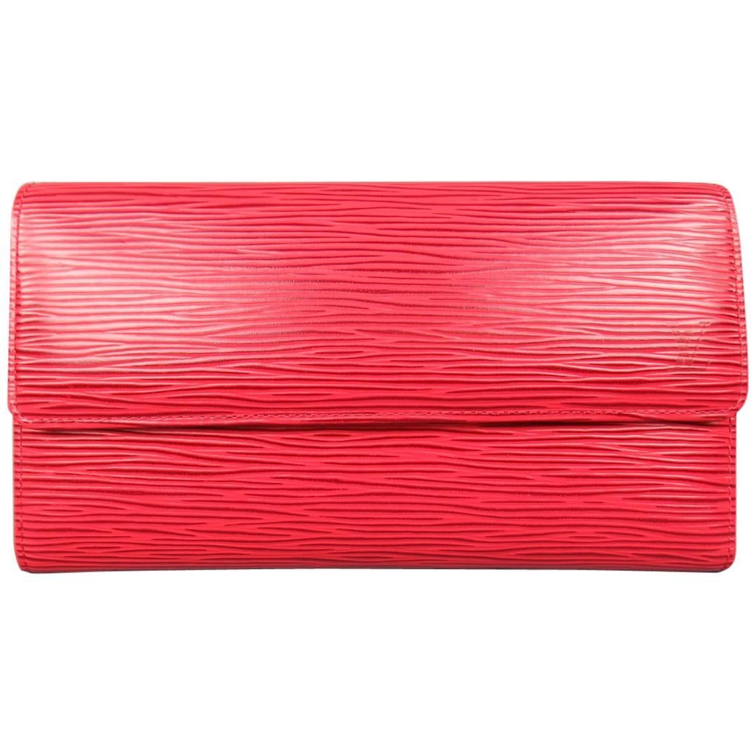 Vintage LOUIS VUITTON Red Epi Leather Rectangular Flap Wallet