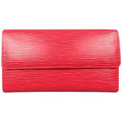 Vintage LOUIS VUITTON Red Epi Leather Rectangular Flap Wallet