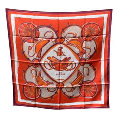 Hermes Paris Red and Orange Silk Scarf New Springs 2009 Rybaltchenko