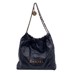 Chanel Black Quilted Leather 22 Shoulder Bucket Bag