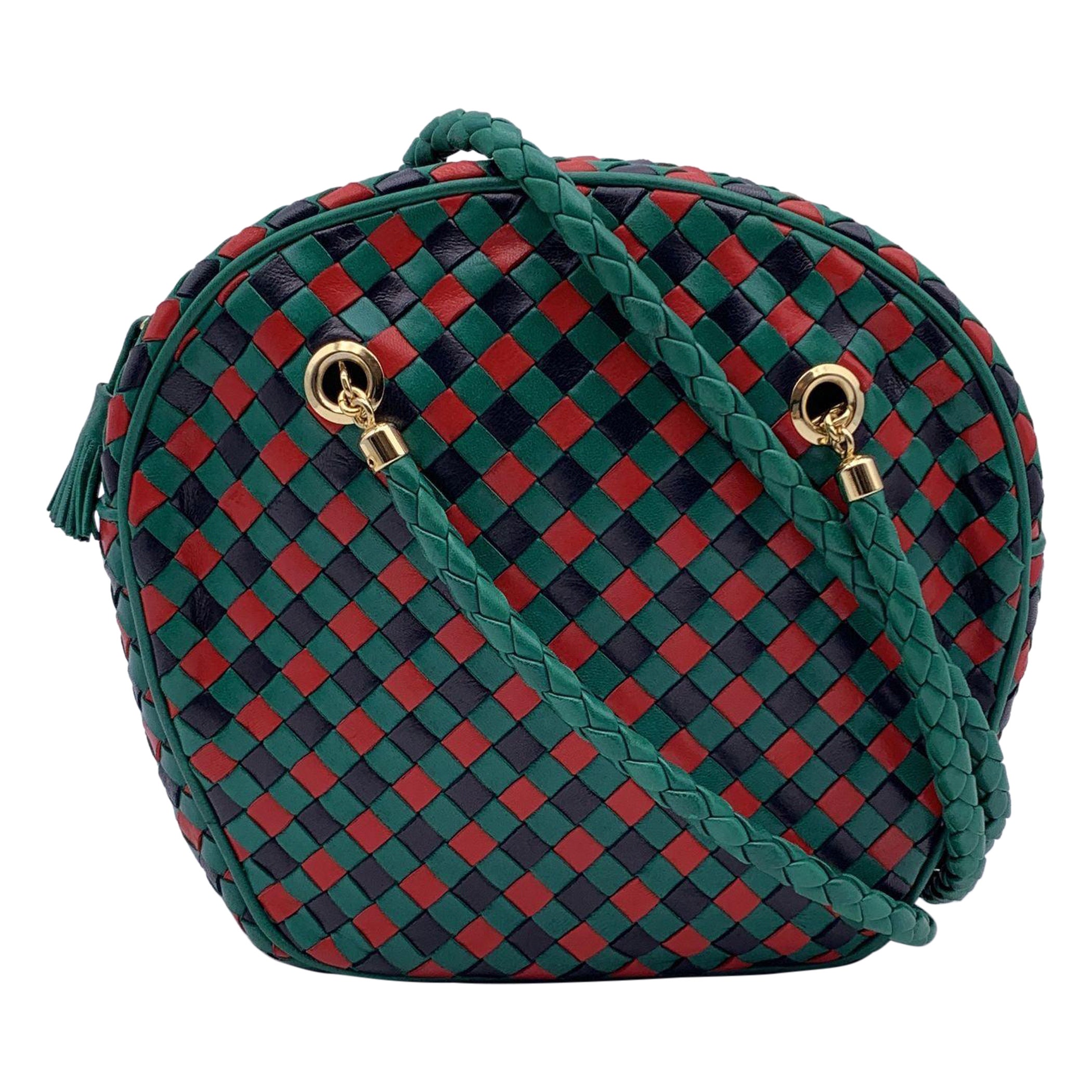 Bottega Veneta Vintage Tricolor Umhängetasche aus gewebtem Leder