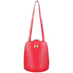 LOUIS VUITTON Red Epi Leather CLUNY Shoulder Handbag