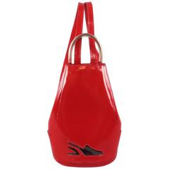 Vintage SALVATORE FERRAGAMO Red Patent Leather Drawstring Bucket Backpack