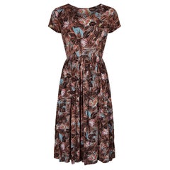 1940s Cold Rayon Floral Print Dress